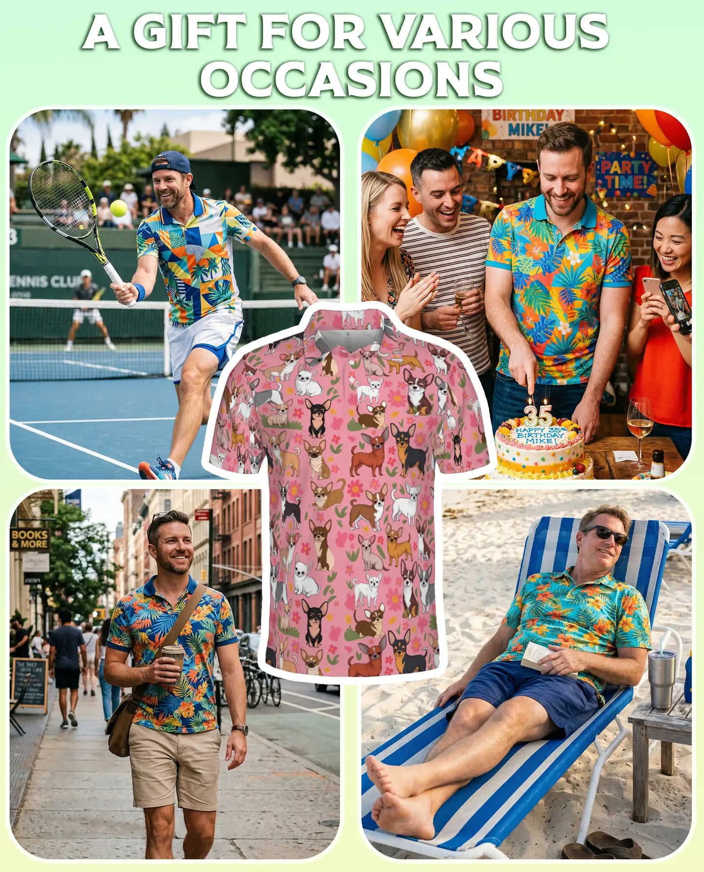 Cute Chihuahua Floral Pattern Polo Shirt | Netecom