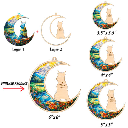 Netecom Schnauzer Dog Memorial Suncatcher, Personalized Schnauzer Christmas Ornament with Name Date, Dog Death Sympathy Gift for Pet Loss Sun Catchers, Dog Grief Gift, Bereavement Gifts for Loss of Pet