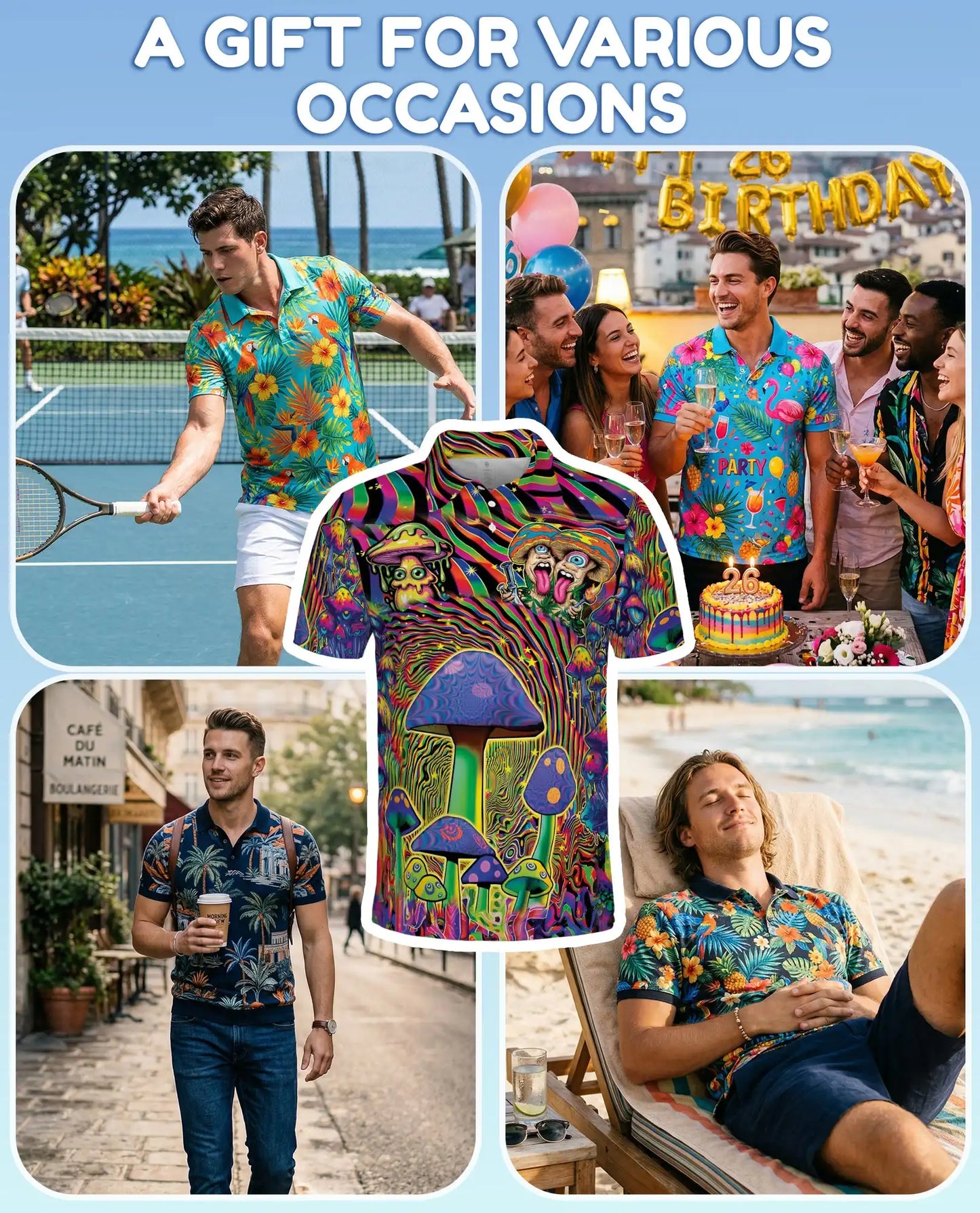 Psychedelic Mushroom Trippy Polo Shirt for Men – Colorful Psy Art | Netecom