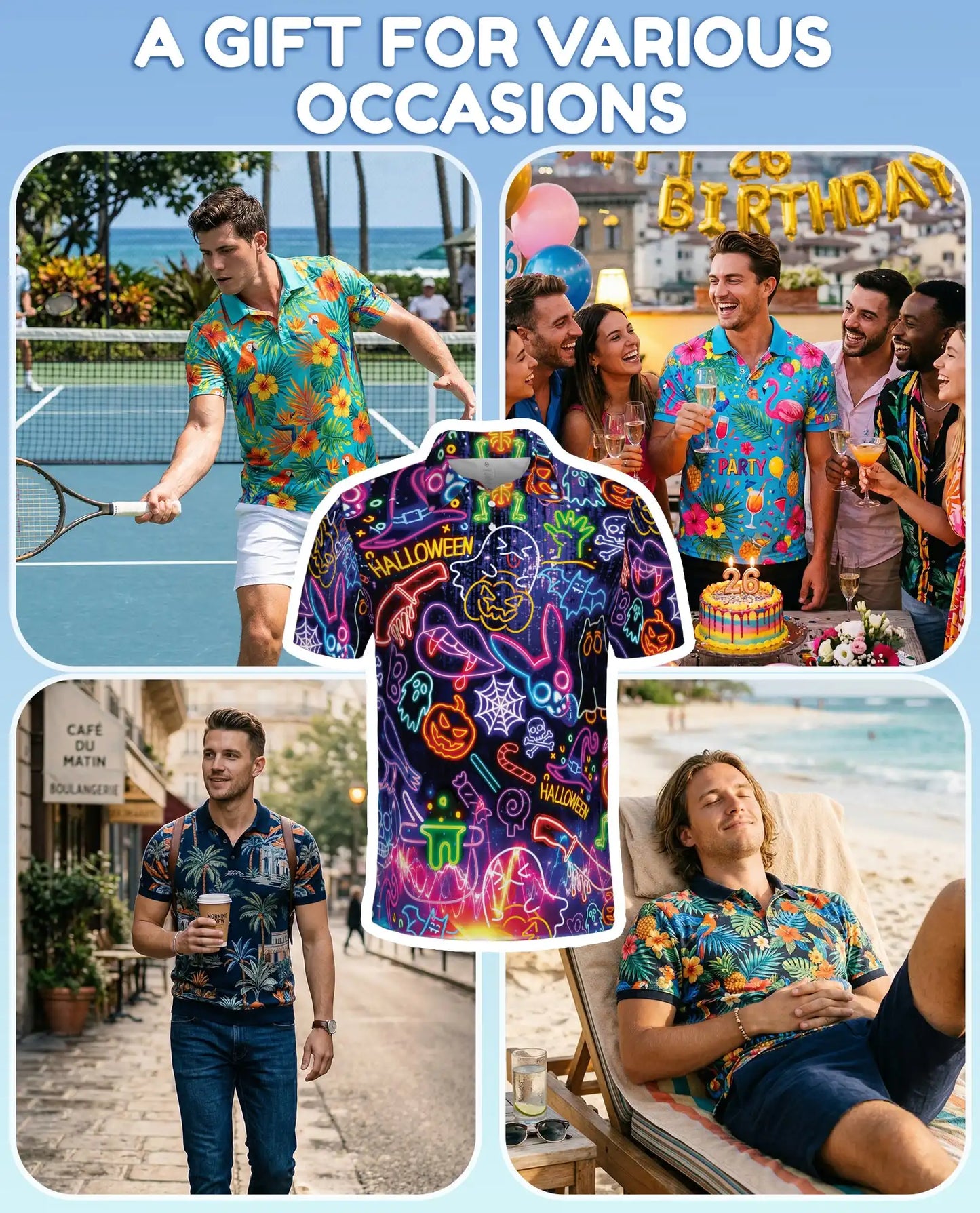 Halloween Neon Polo Shirt for Men – Glow in the Dark Party Style | Netecom