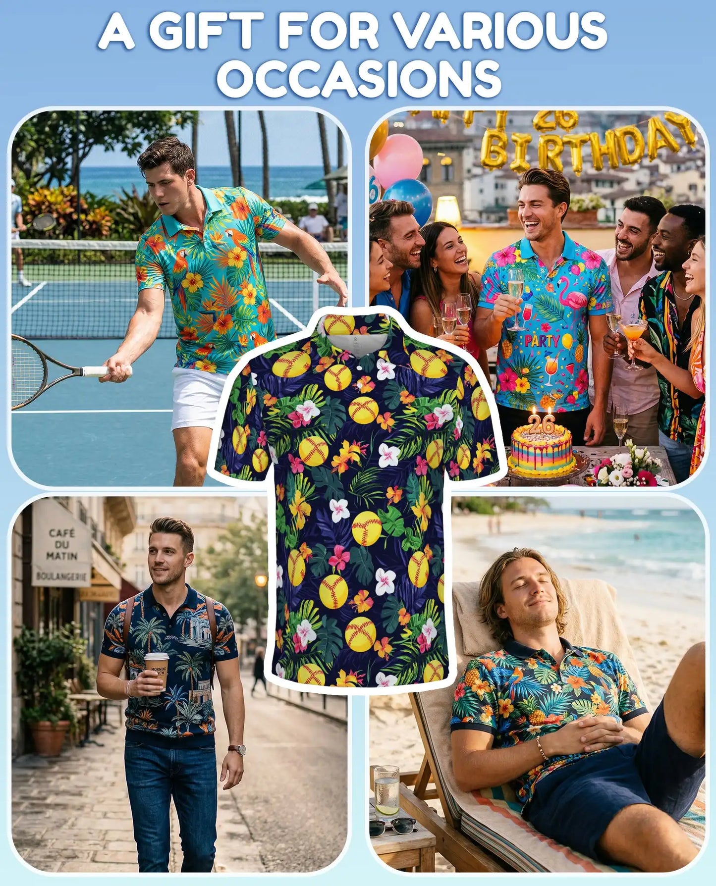 Tropical Softball Polo Shirt - Hawaiian Sports Summer Style | Netecom