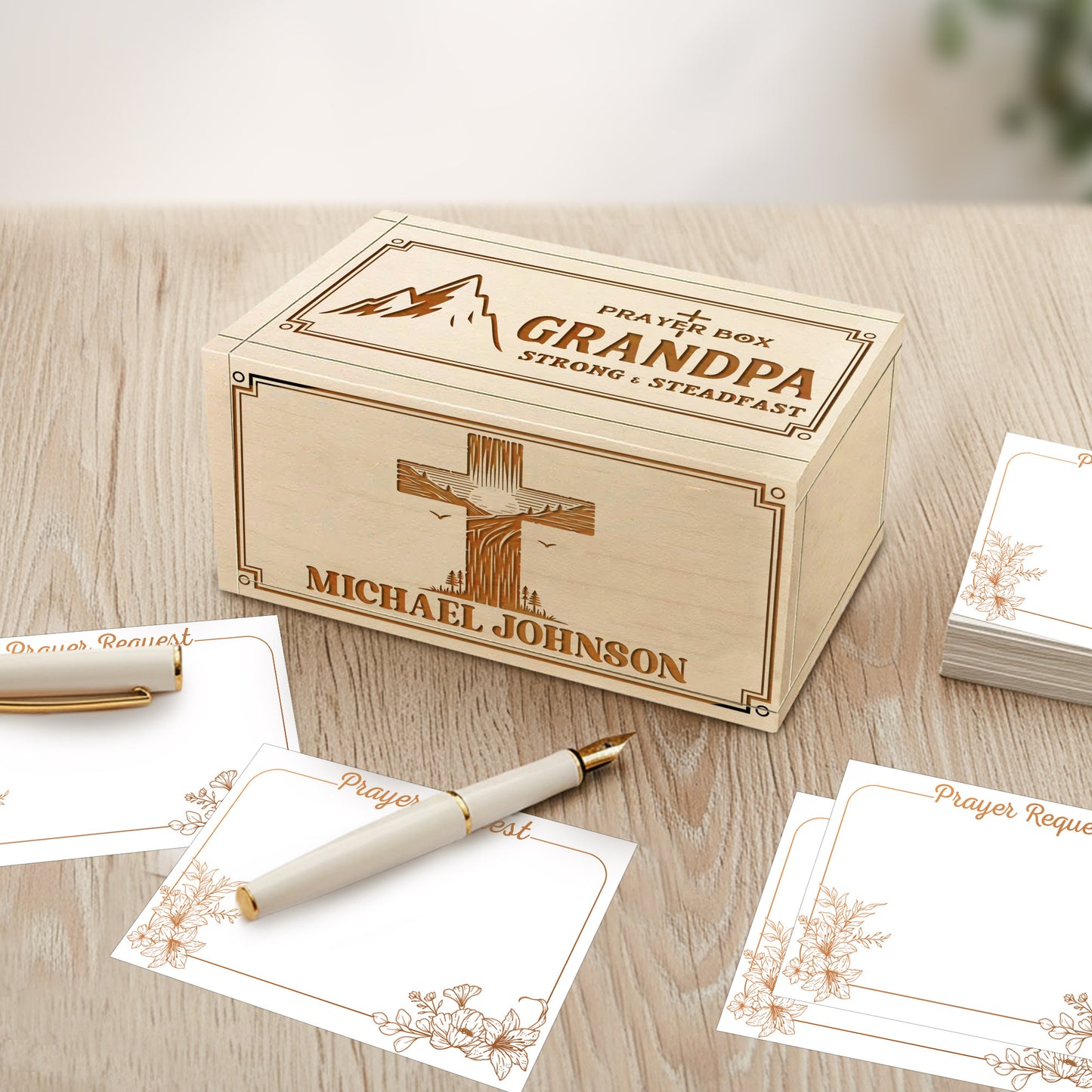 Netecom Personalized Prayer Box for Grandma with Custom Name & Handheld Cross, Christian Faith Gift with 100 Prayer Request Cards