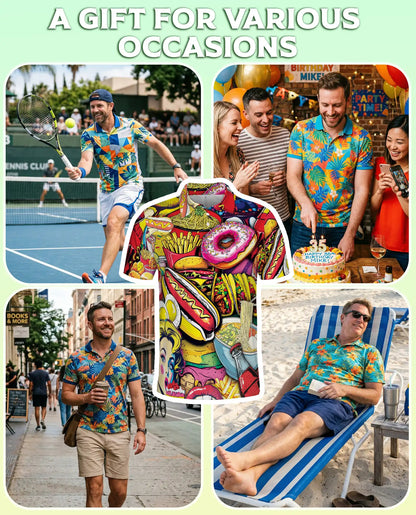 Fast Food Cartoon 3D Polo Shirt for Men | Netecom