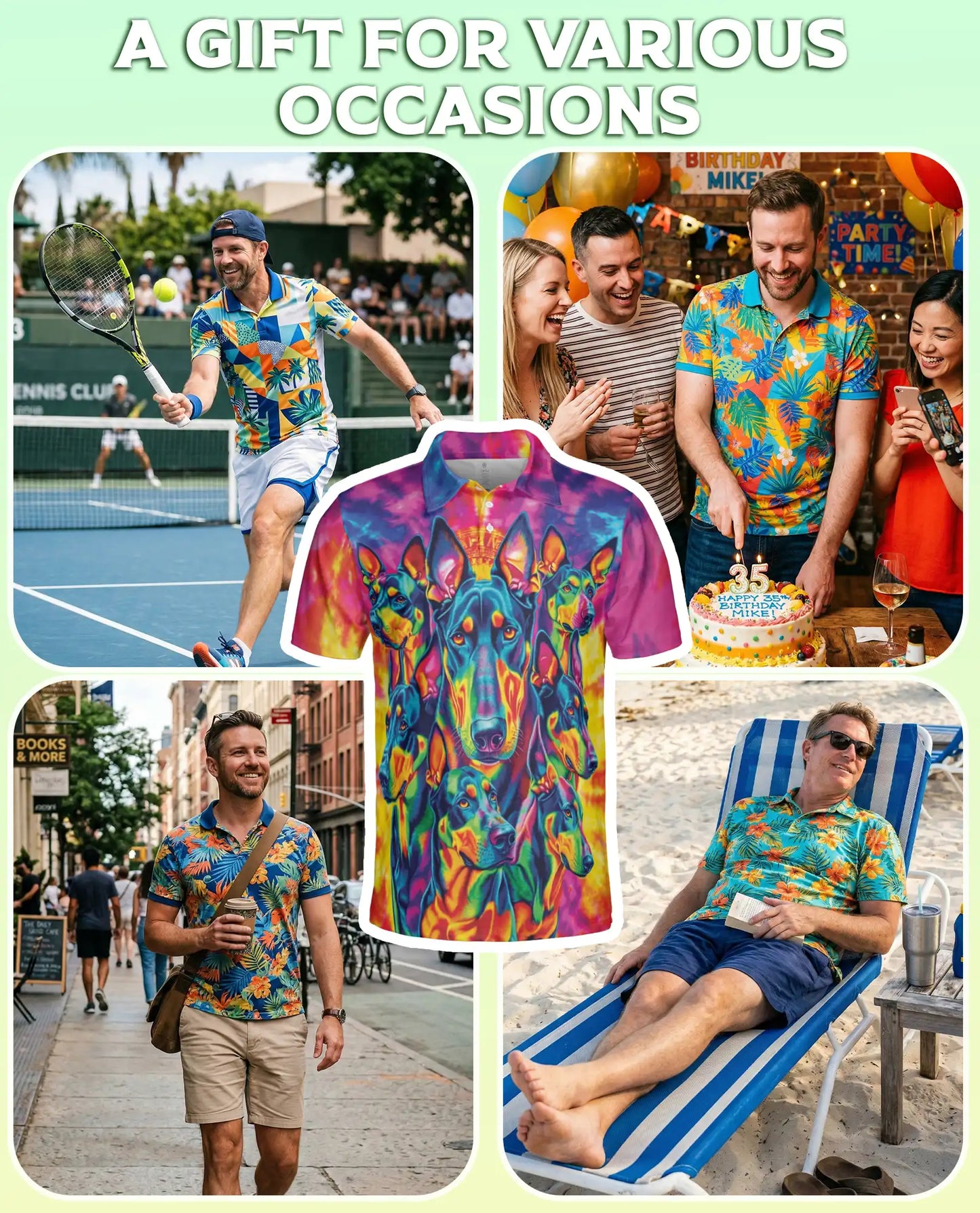 Doberman Neon Polo Shirt – Psychedelic Dog Style | Netecom