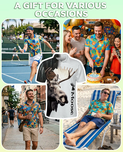 Moose Polo Shirt – Wildlife Forest Animal Print | Netecom