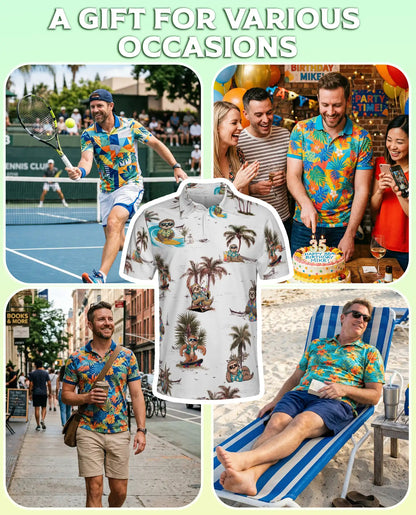Sloth Tropical Polo Shirt – Beach Vacation Print | Netecom