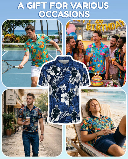 Blue Black Lacrosse Tropical Polo Shirt for Men – Sporty Island Style | Netecom
