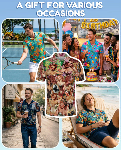 Vintage Dancer Pinup Carnival Polo Shirt for Men – Retro Circus Style | Netecom