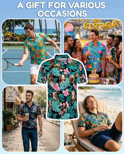 Cow Tropical Hawaiian Polo Shirt | Netecom