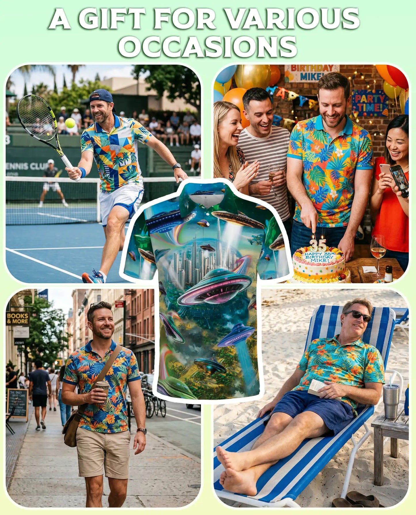 UFO Polo Shirt – Futuristic Sci-Fi City Print | Netecom