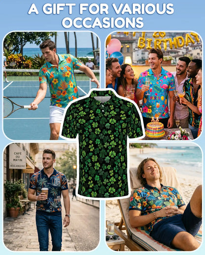 Blueberry Pattern Polo Shirt for Men – Summer Fruit Print | Netecom
