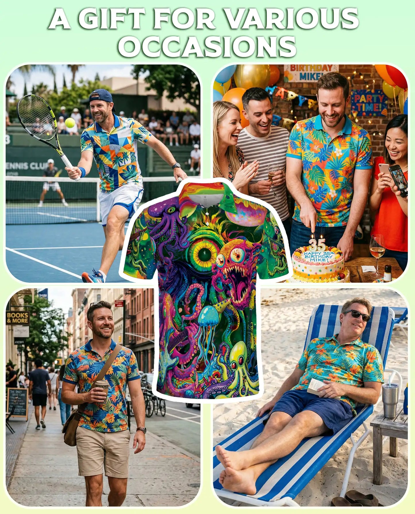 Psychedelic Sea Monster Polo Shirt | Netecom