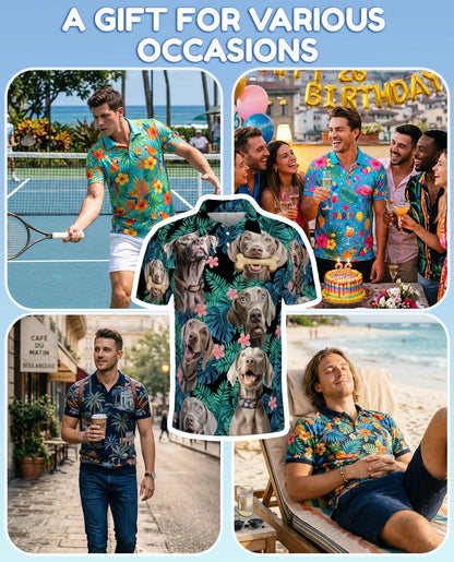 Weimaraner Tropical Pattern Polo Shirt for Men – Dog Lover Style | Netecom