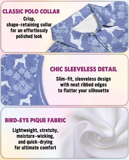 Boxer Dog Damask Pattern Sleeveless Polo Shirt for Women | Netecom