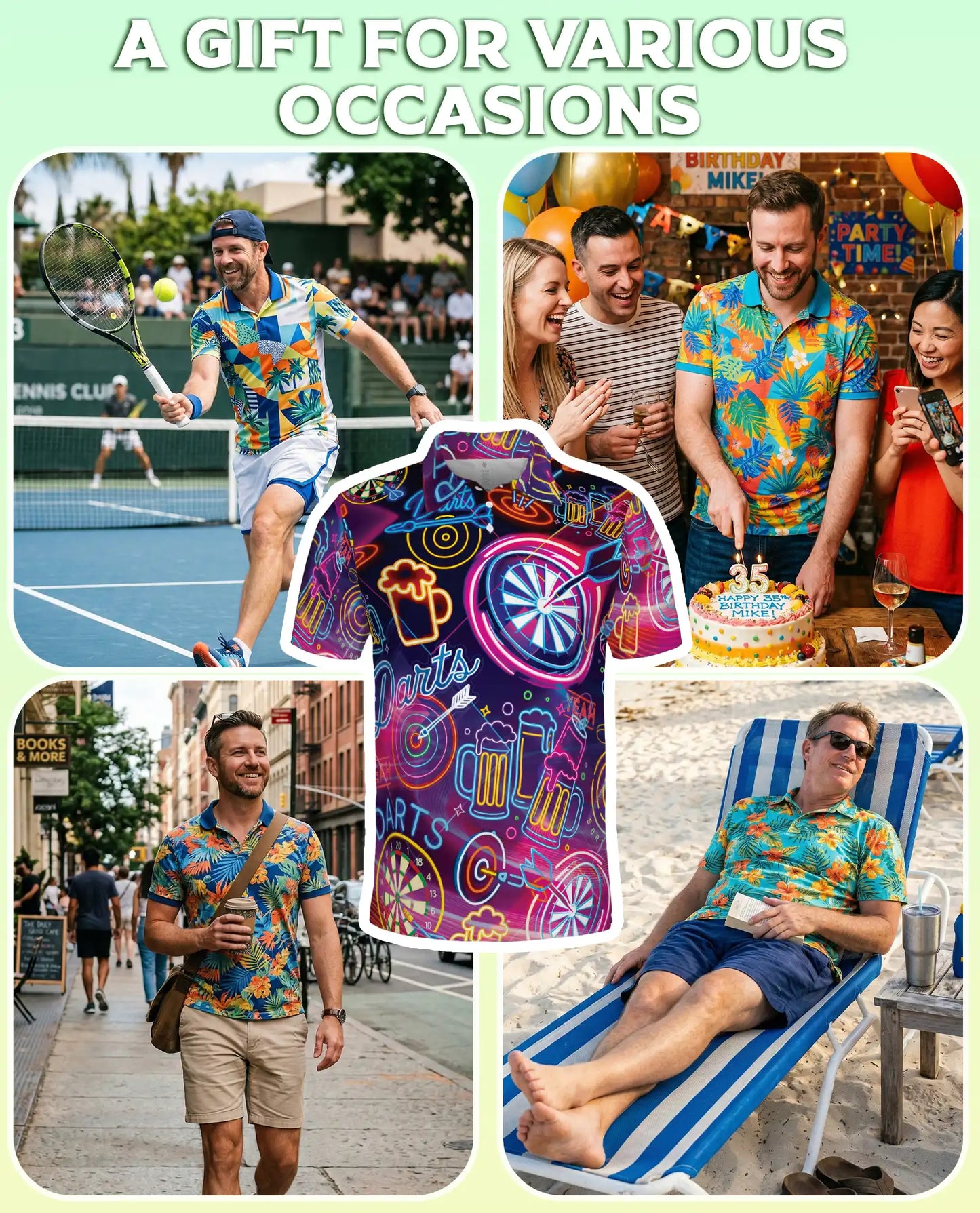 Neon Darts Polo Shirt for Men-Beer Lover Dart Player Shirt | Netecom