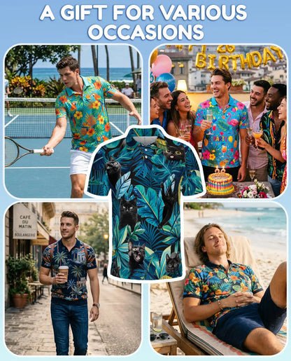 Black Cat Tropical Polo Shirt | Netecom