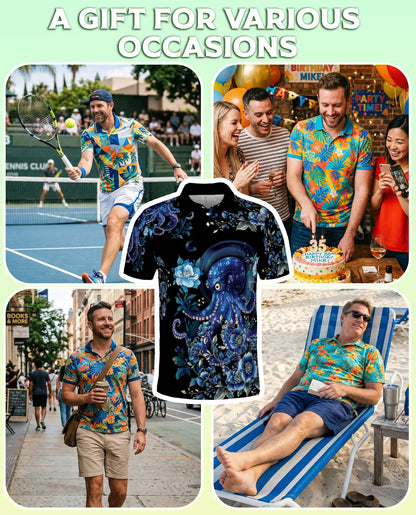 Blue Octopus Polo Shirt | Netecom