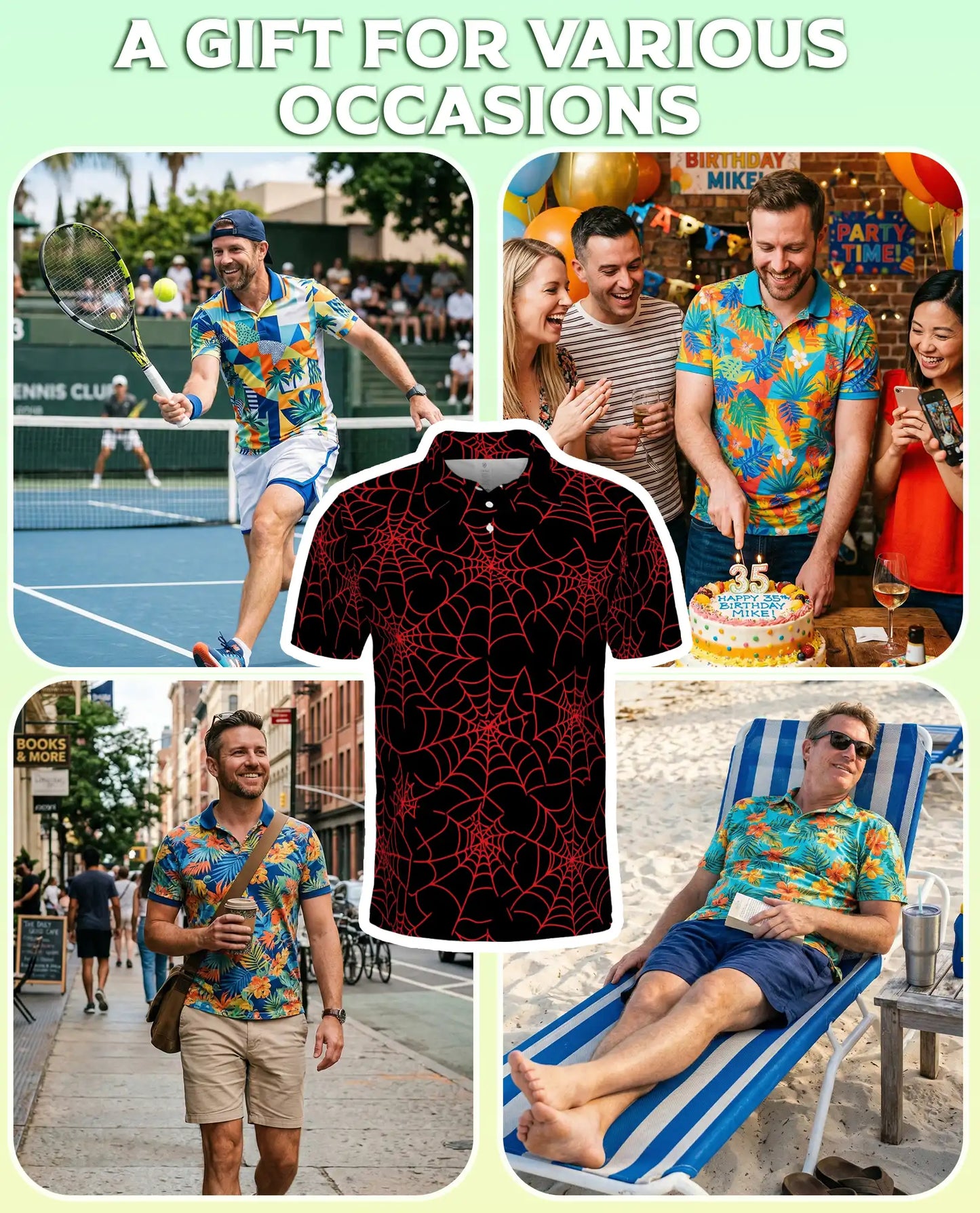 Spider Web Polo Shirt – Gothic Halloween Print | Netecom