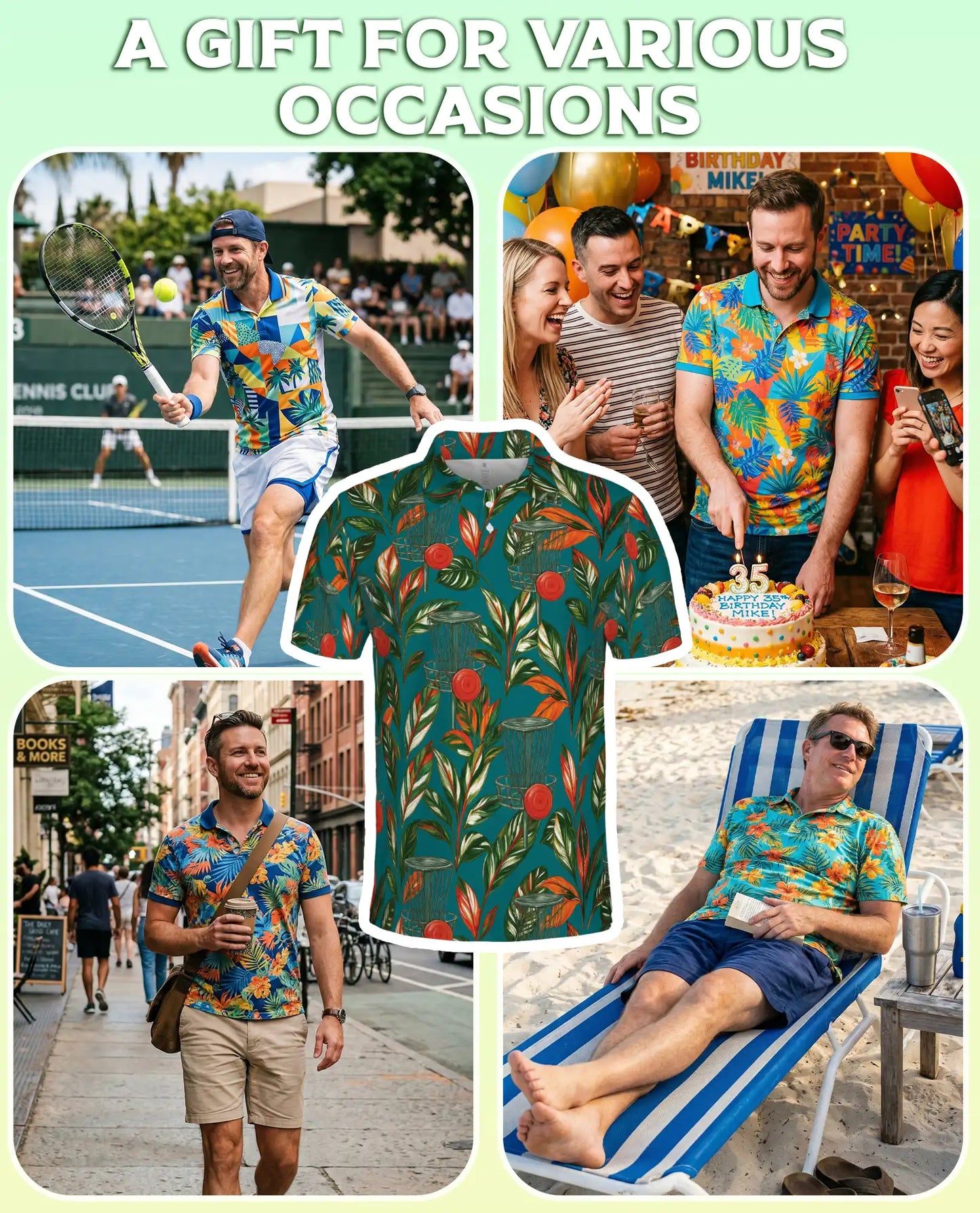Tropical Disc Golf Polo Shirt – Island Basket & Botanical Print | Netecom