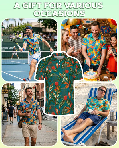 Tropical Disc Golf Polo Shirt – Island Basket & Botanical Print | Netecom