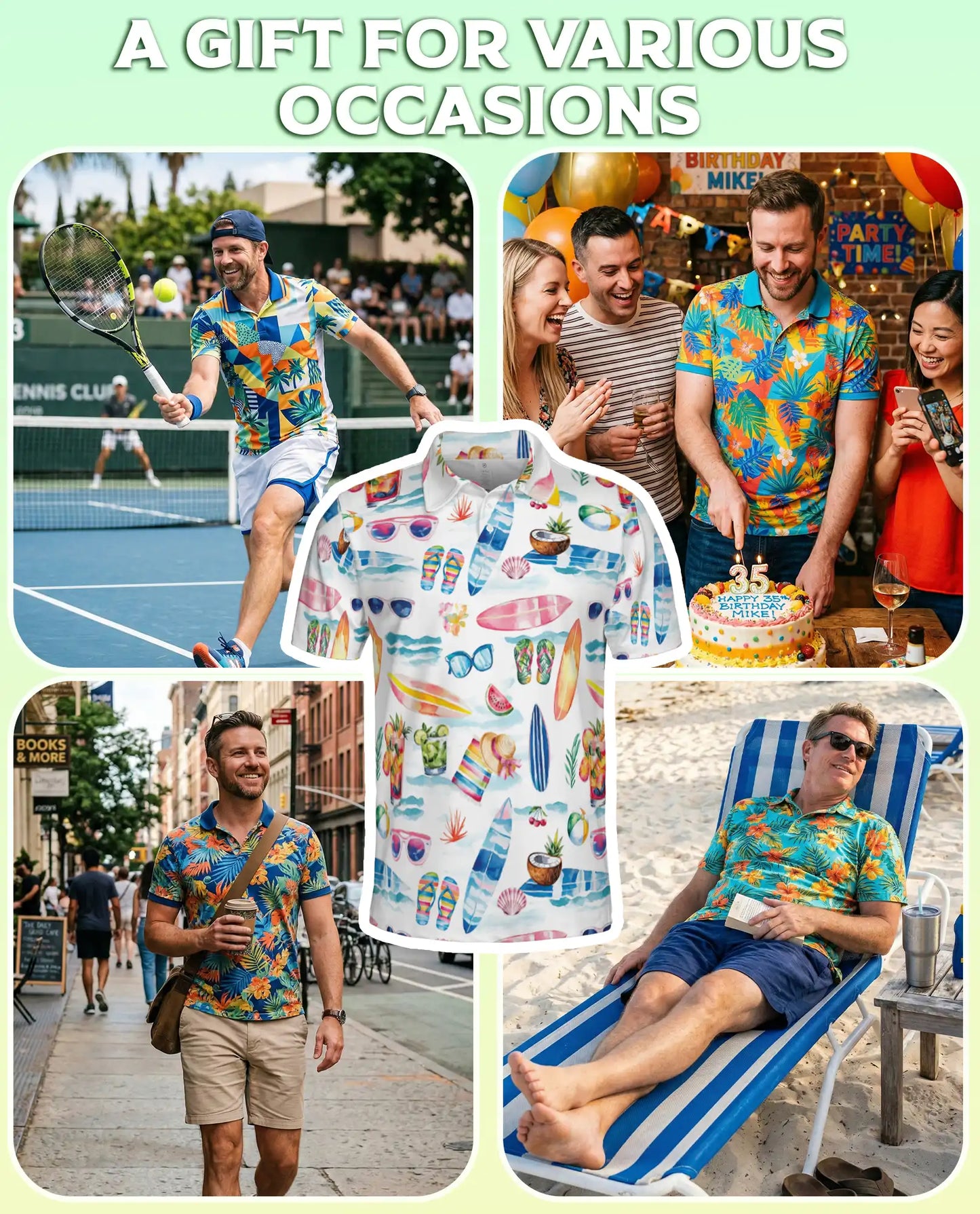 Beach Summer Polo Shirt – Surf & Tropical Print | Netecom