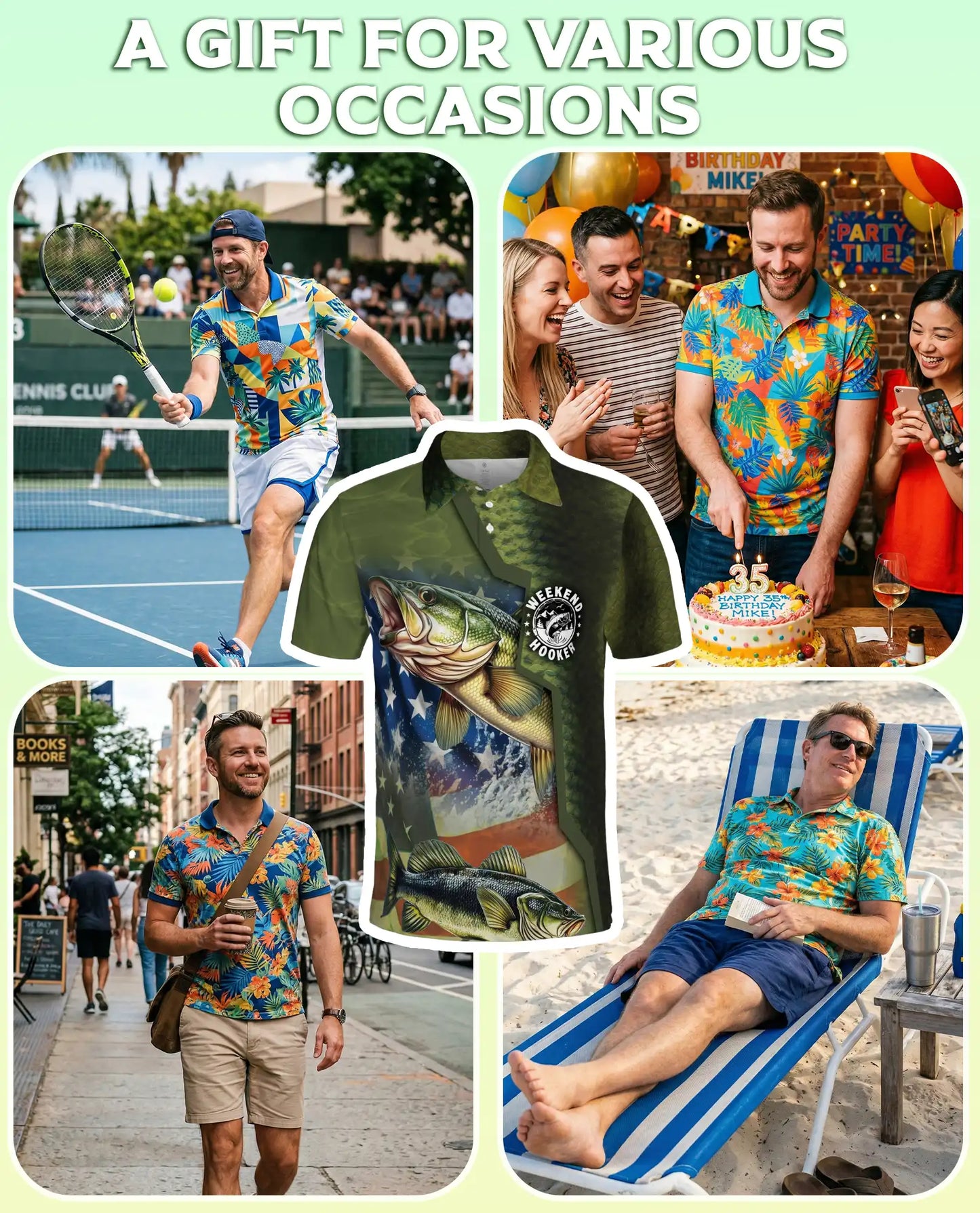 Weekend Hooker Bass Fishing 3D Polo Shirt for Men – Patriotic Angler Style | Netecom