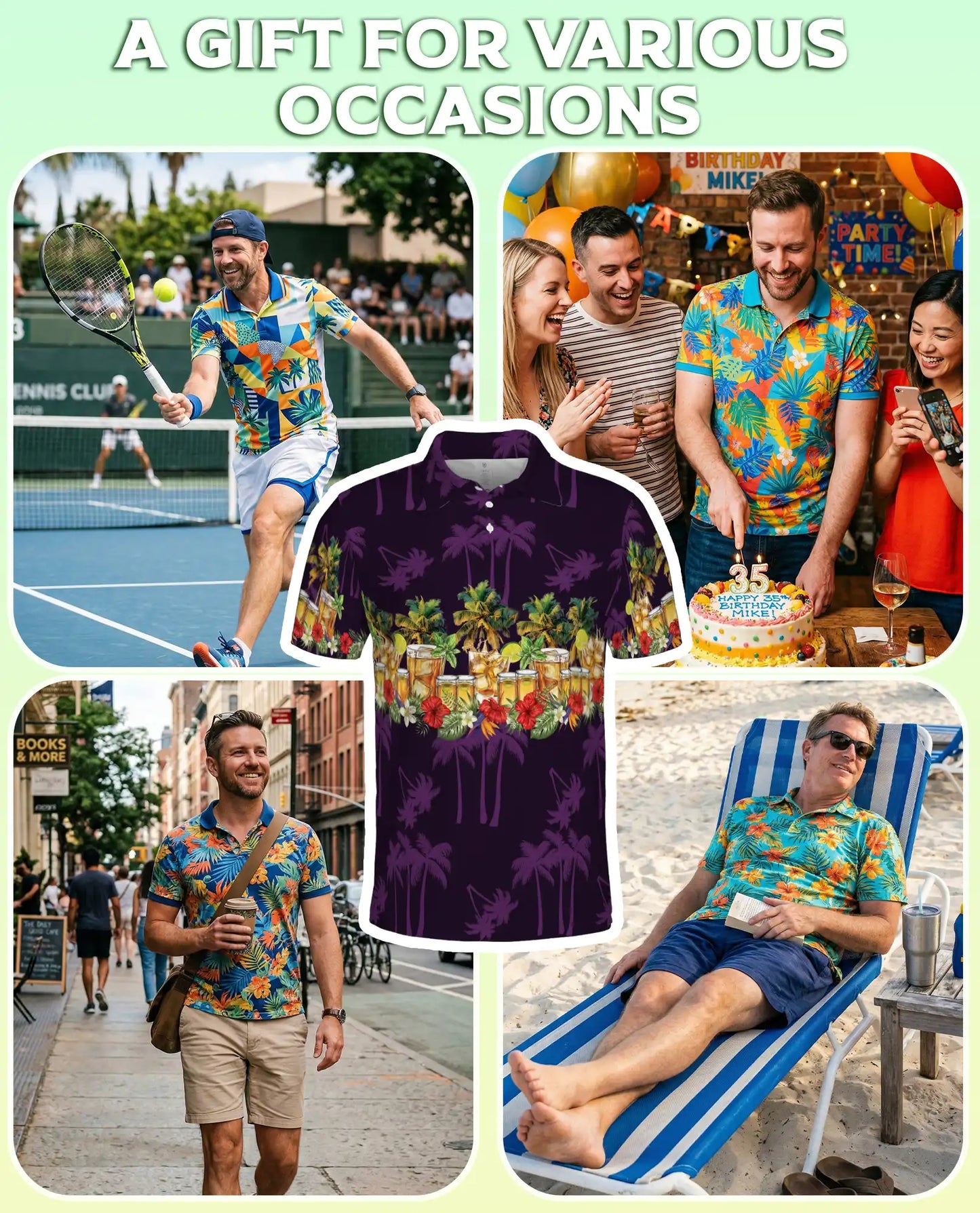 Tropical Beer 3D Polo Shirt for Men – Island Cocktail Party Style | Netecom