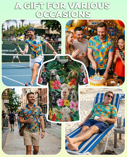 Funny Goat Hawaiian Polo Shirt | Netecom
