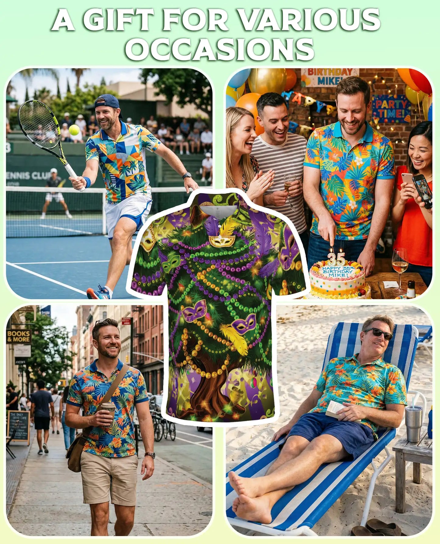 Mardi Gras Tree Hawaiian Polo Shirt | Netecom