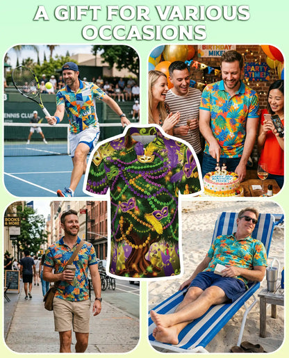 Mardi Gras Tree Hawaiian Polo Shirt | Netecom