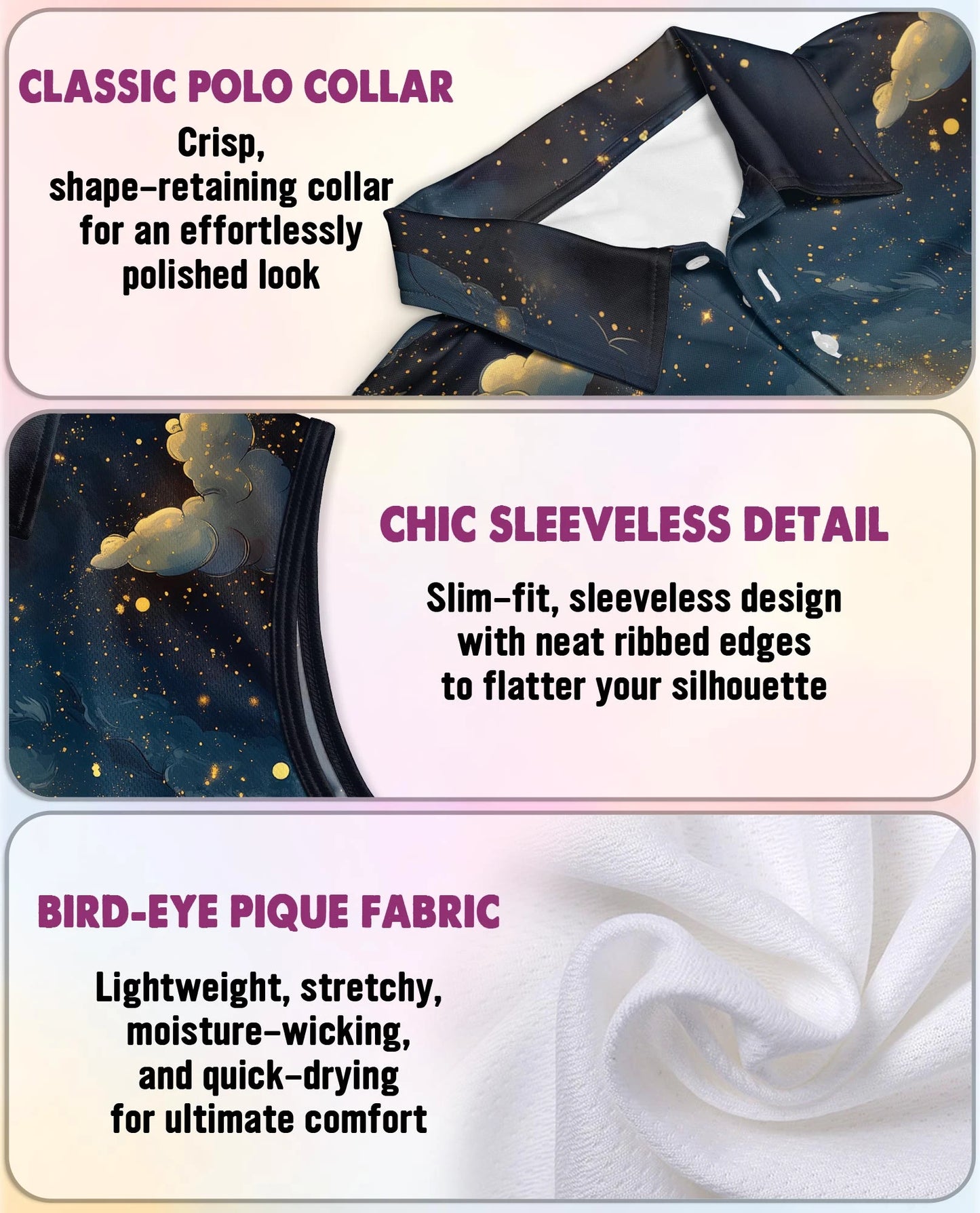 Midnight Whale Sleeveless Polo Shirt for Women | Netecom