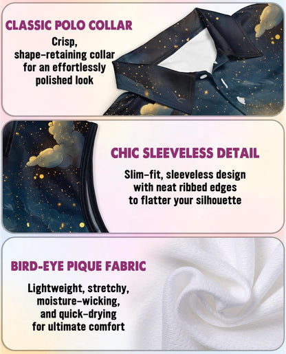 Midnight Whale Sleeveless Polo Shirt for Women | Netecom