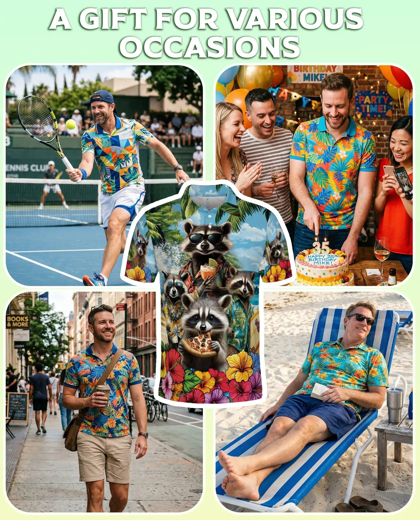 Raccoon Hawaiian Polo Shirt – Funny Tropical Style | Netecom