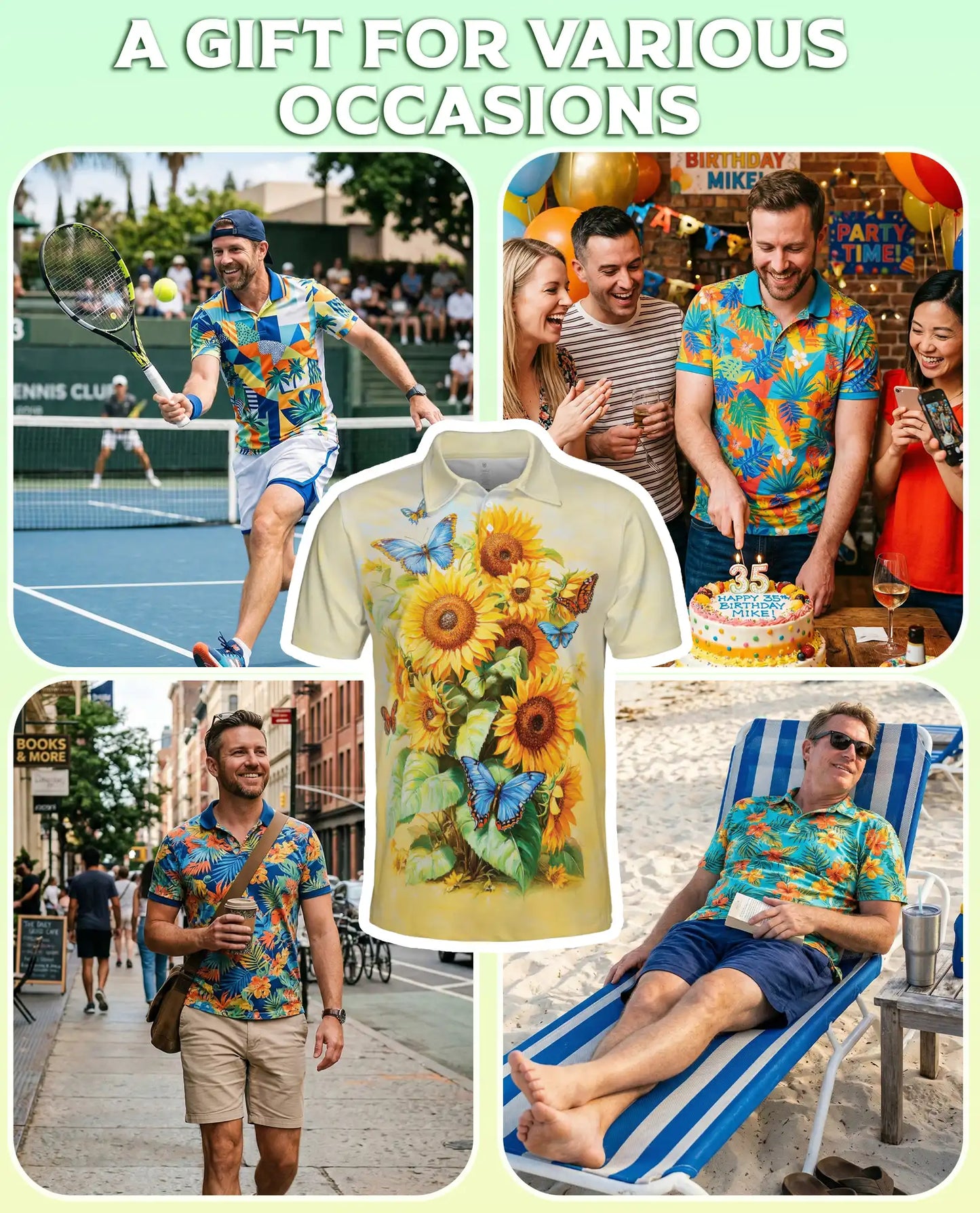 Sunflower Butterfly Polo Shirt – Floral Summer Style | Netecom