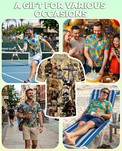 Pirate Rum Polo Shirt – Nautical Treasure Map Print | Netecom