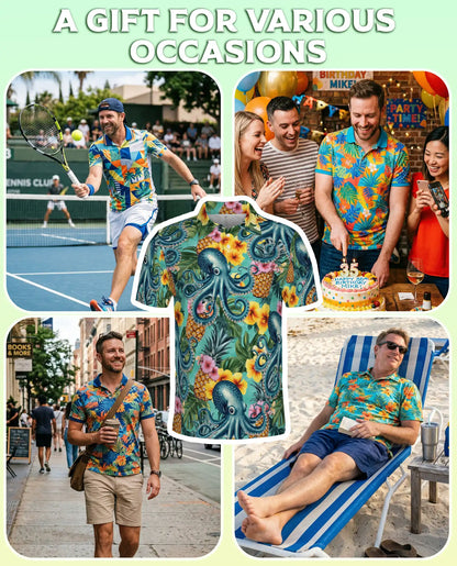 Octopus Tropical Pineapple Polo Shirt | Netecom
