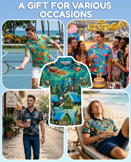 Christmas Holiday Polo Shirt for Men – The Magical Night Design | Netecom