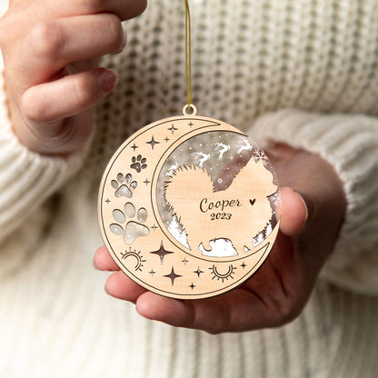 Netecom Pomeranian Dog Memorial Suncatcher, Personalized Pom Dog Christmas Ornament with Date Name, Bereavement Gifts for Loss of Pet, Dog Death Sympathy Gifts Pet Loss Sun Catchers, Dog Grief Gift