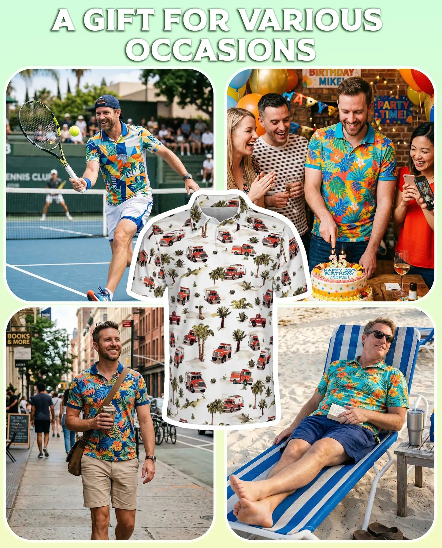 Fire Truck Pattern Polo Shirt | Netecom