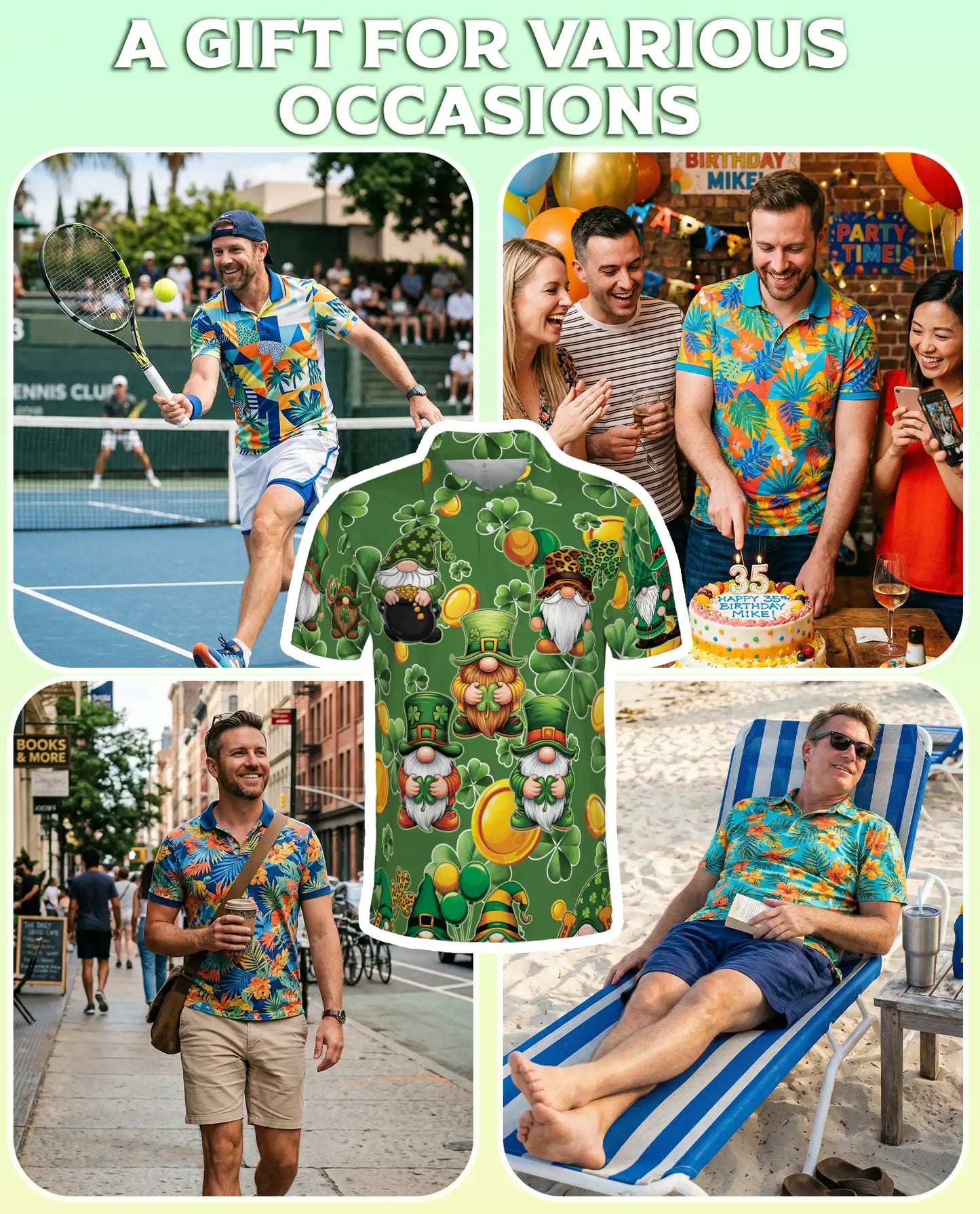 Lucky Leprechaun Gnome 3D Polo Shirt for Men – St Patrick’s Day Clover Style | Netecom