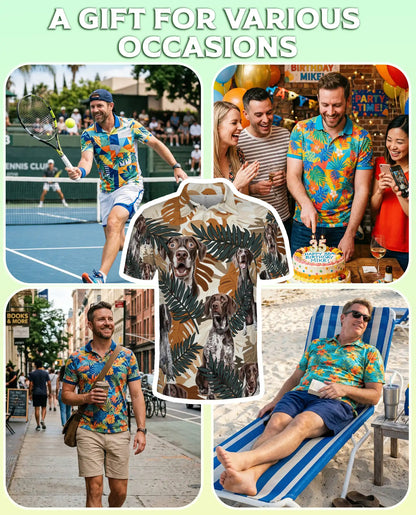 German Shorthaired Pointer Polo Shirt – Tropical Leaf Print | Netecom