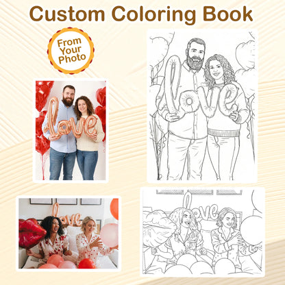 Custom Photo Coloring Book for Couples, Personalized Love Memory Gift