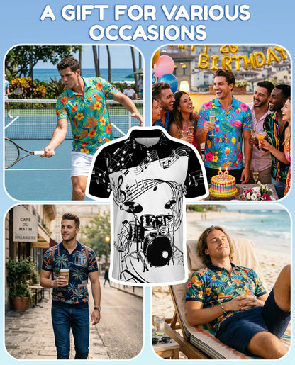 Drums Music Polo Shirt for Men – Rock Band Style Design | Netecom