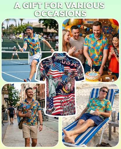 USA Skeleton Rock Band Patriotic 4th Of July Polo Shirt | Netecom
