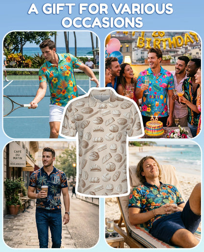 Bread Pattern Polo Shirt for Men – Funny Food Lover Style | Netecom
