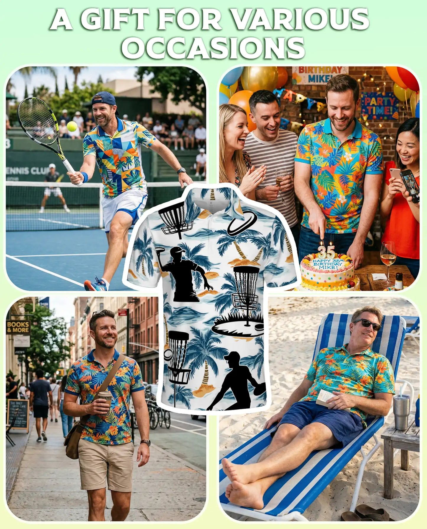 Disc Golf Tropical 3D Polo Shirt for Men – Island Sports Beach Style | Netecom