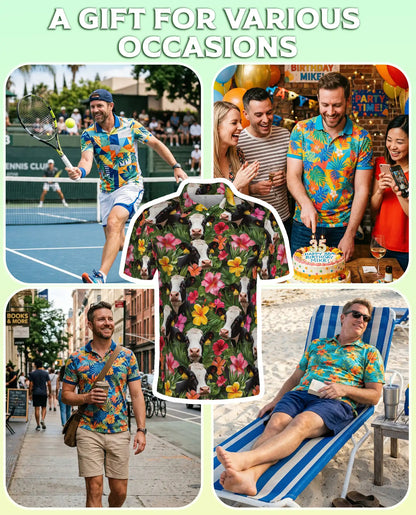 Cow Tropical Floral Polo Shirt | Netecom