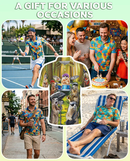 Funny Groundhog Band Polo Shirt Woodland Animal Music Print | Netecom