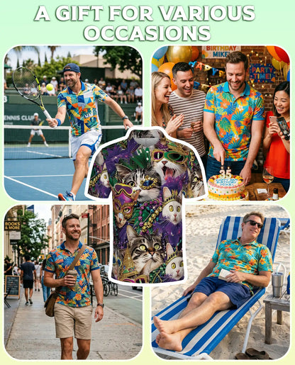 Mardi Gras Cat Mask Polo Shirt | Netecom