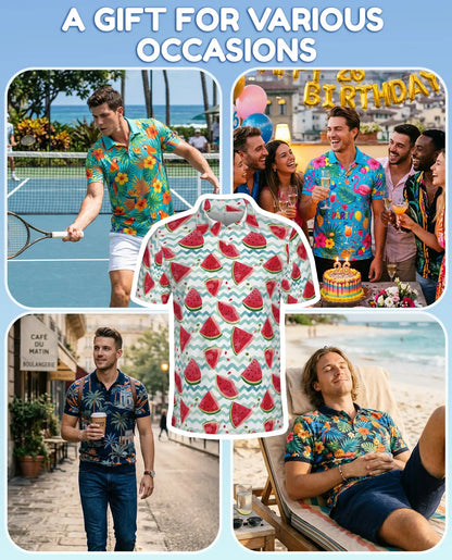 Watermelon Polo Shirt - Summer Fruit Beach Vibes Style | Netecom